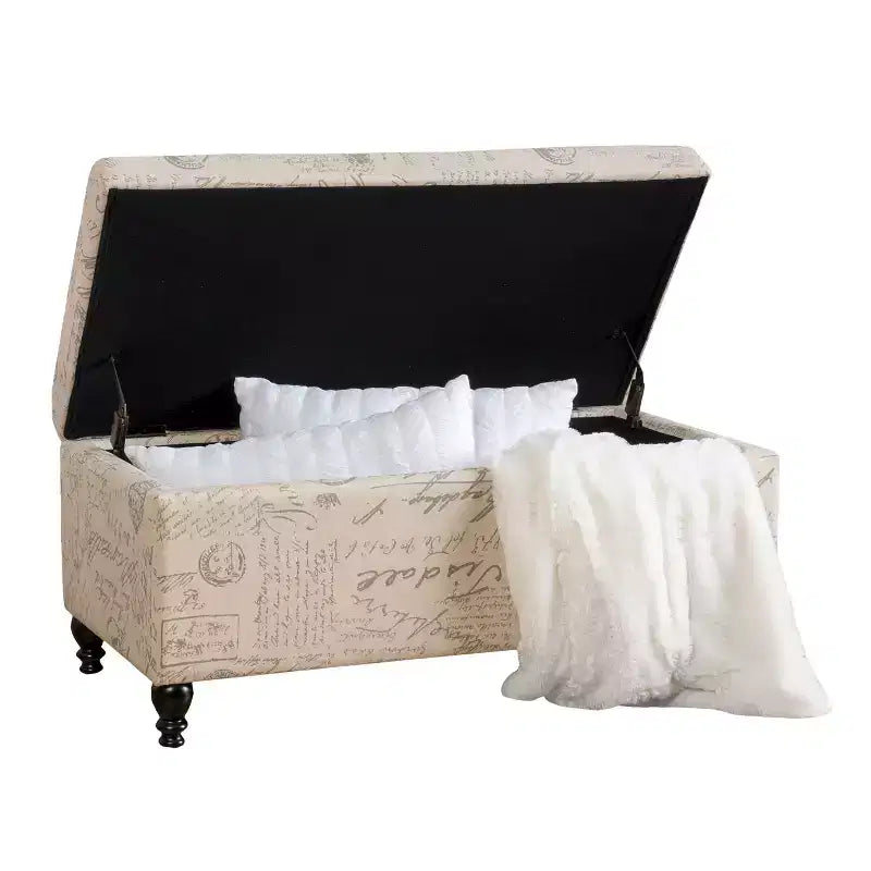Luke Fabric Storage Ottoman Bench Beige - Christopher Knight Home: Upholstered Bedroom Seating