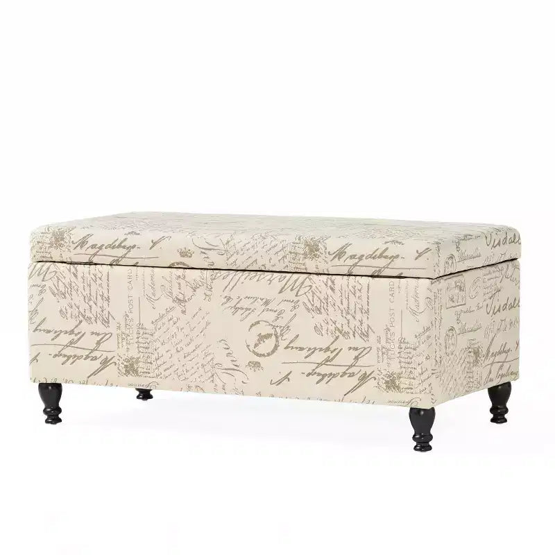 Luke Fabric Storage Ottoman Bench Beige - Christopher Knight Home: Upholstered Bedroom Seating