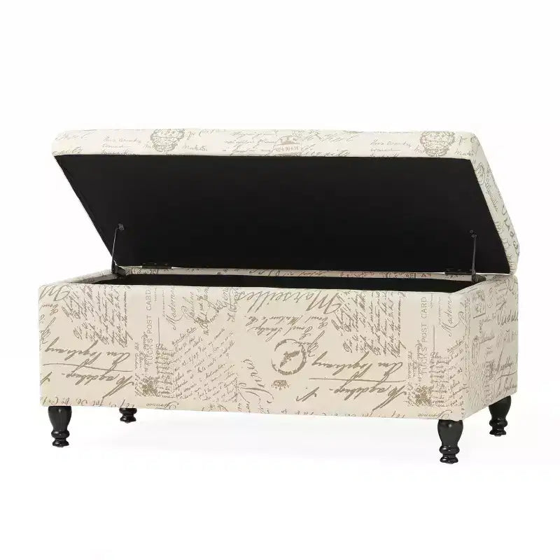 Luke Fabric Storage Ottoman Bench Beige - Christopher Knight Home: Upholstered Bedroom Seating