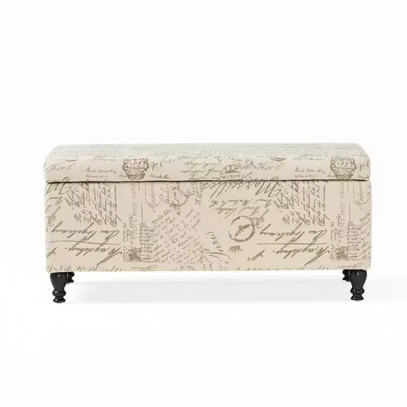 Luke Fabric Storage Ottoman Bench Beige - Christopher Knight Home: Upholstered Bedroom Seating