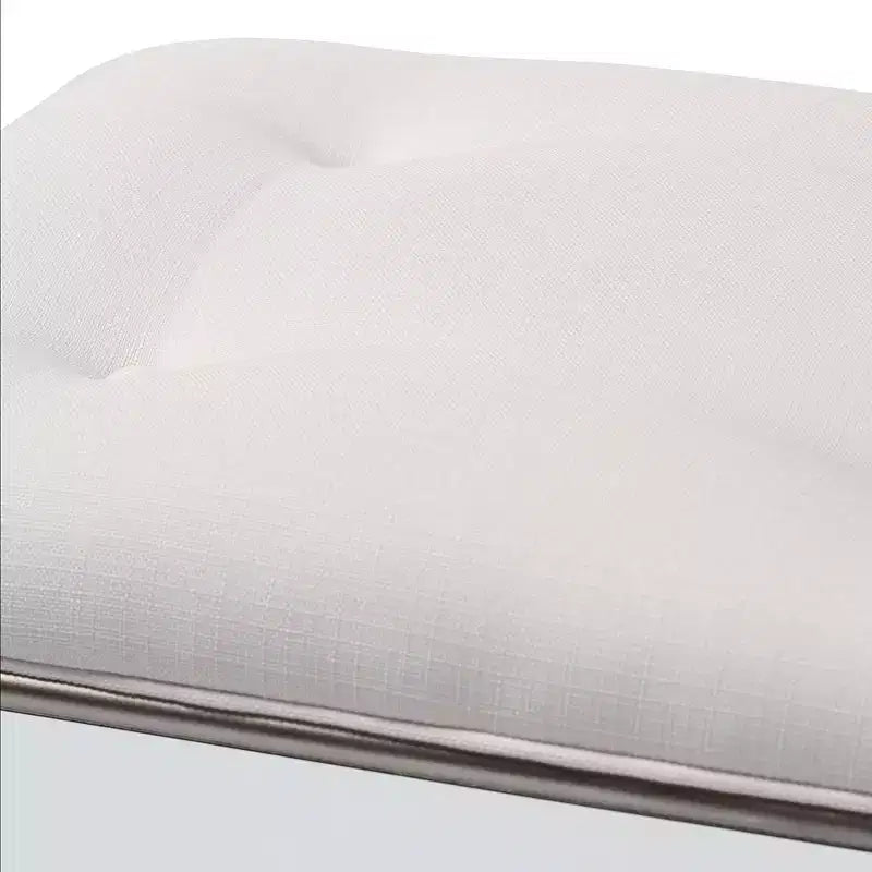 Marielle Fabric Upholstered Mirrored Ottoman Vanity Bench White - BaxtonStudio