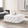 Modway Amour Tufted Button Large Square Faux Leather Ottoman White : Mid-Century Modern, No Assembly, MDF Frame