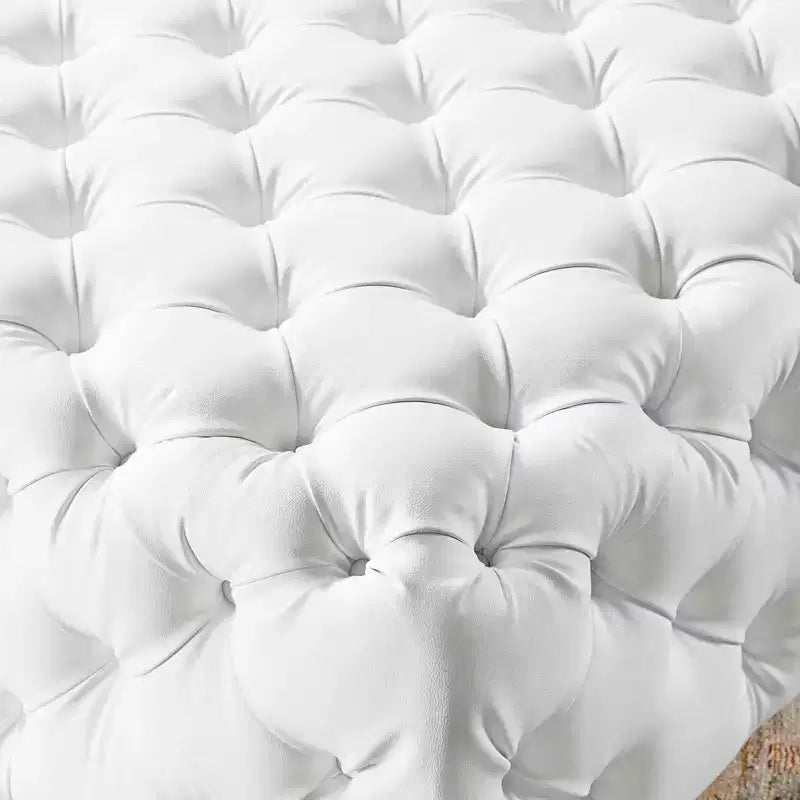 Modway Amour Tufted Button Large Square Faux Leather Ottoman White : Mid-Century Modern, No Assembly, MDF Frame