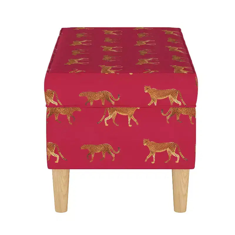 Skyline Furniture Storage Bench Cheetah Walk Raspberry
