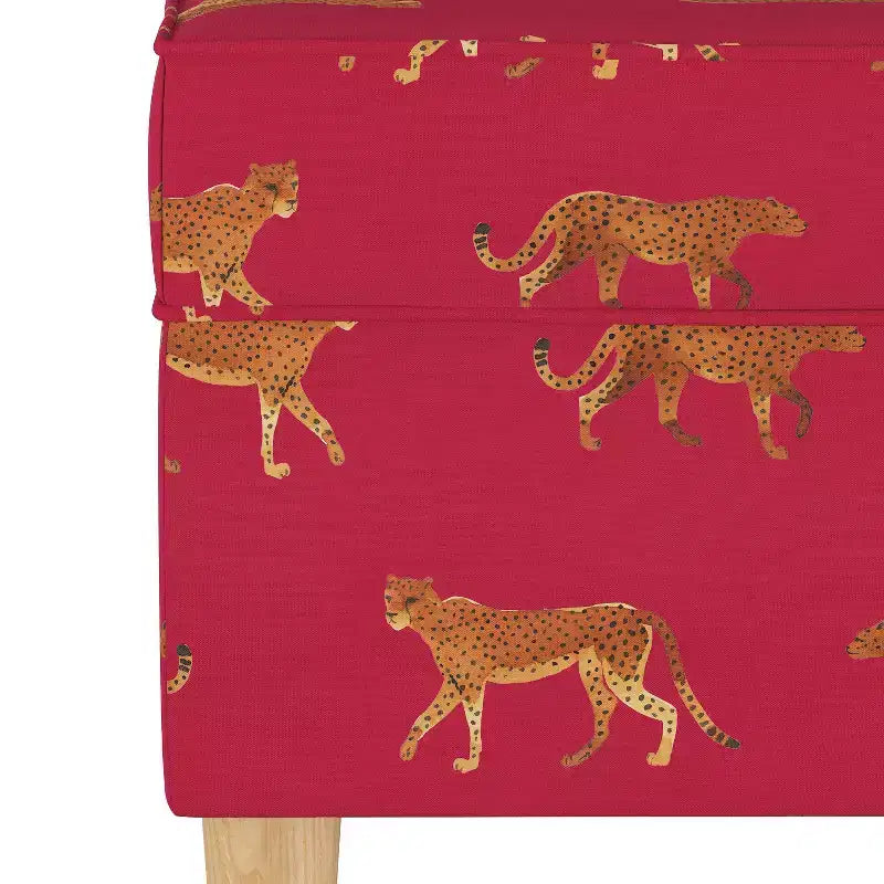Skyline Furniture Storage Bench Cheetah Walk Raspberry