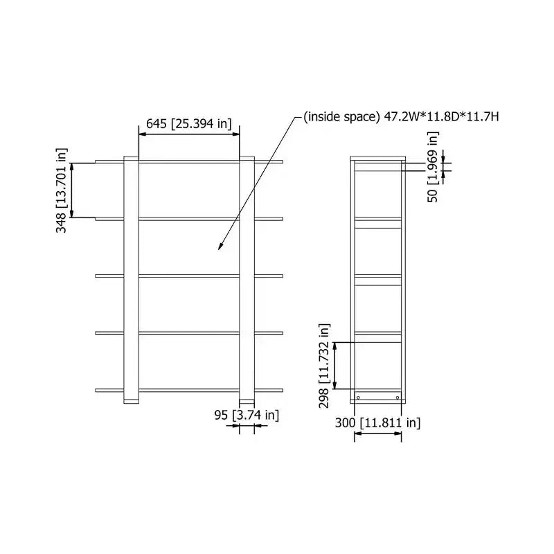 62.4" Talia 5 Shelf Bookcase Walnut/White - miBasics