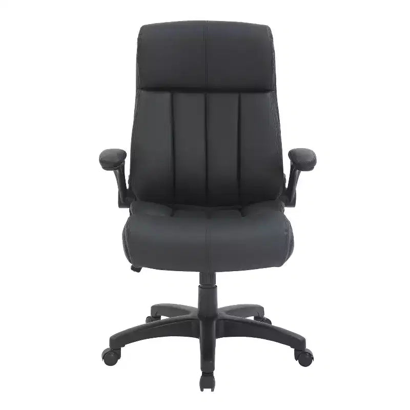 Medium Back Manager Chair with Flip-up Black - Techni Mobili: Stitched Techniflex, Built-in Support, 5-Star Base