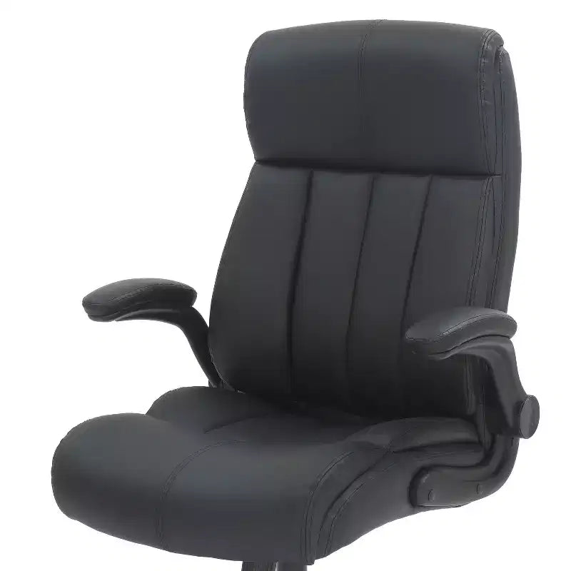 Medium Back Manager Chair with Flip-up Black - Techni Mobili: Stitched Techniflex, Built-in Support, 5-Star Base
