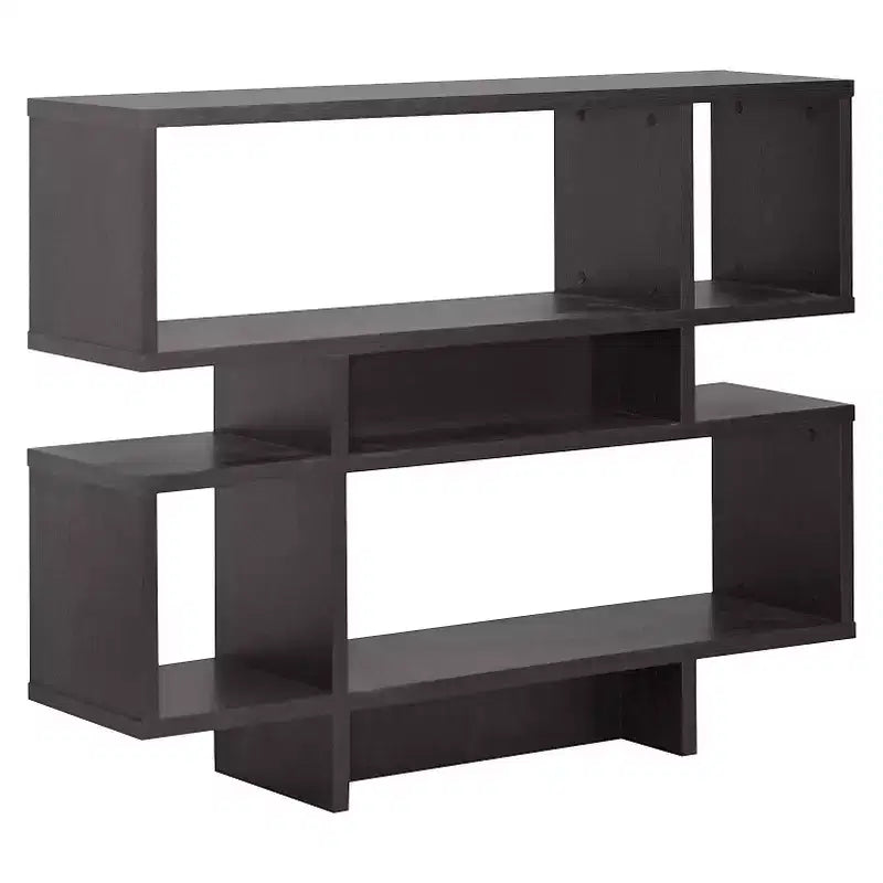 Baxton Studio Cassidy 35.25" 4 Level Modern Bookshelf Dark Brown: MDF Composite, 3 Tier Storage, Midcentury Design