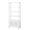 Lifestorey 72" Broadway Bookshelf White: Mid-Century Modern Storage Combination with Fixed Shelves & Doors