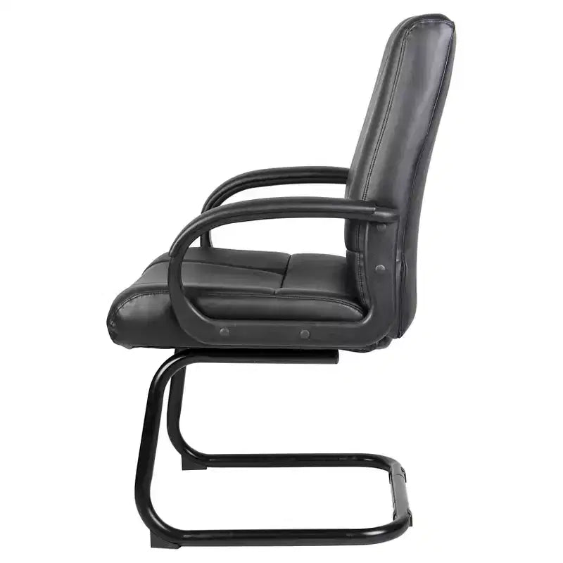 Caressoft Mid Back Guest Chair Black - Boss Office Products: Upholstered, Metal Frame, Fixed Arms