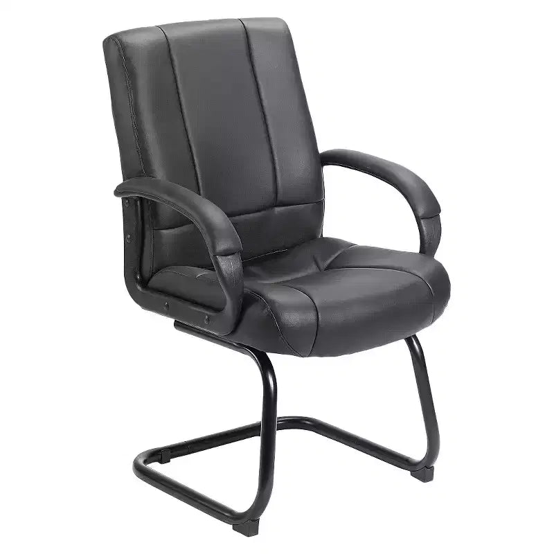 Caressoft Mid Back Guest Chair Black - Boss Office Products: Upholstered, Metal Frame, Fixed Arms
