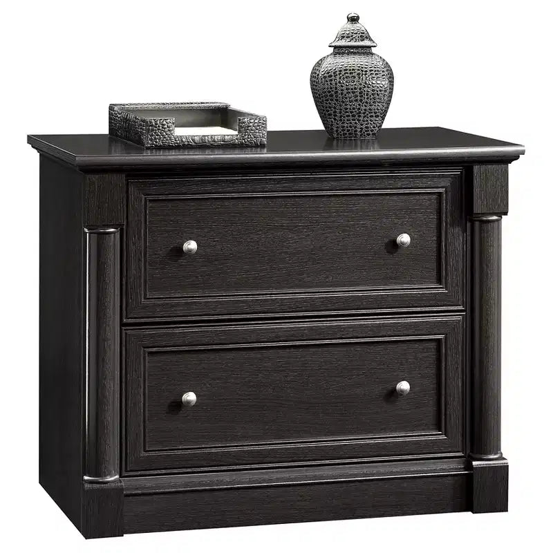 Sauder Palladia Lateral File Cabinet Wind Oak: Mid-Century Modern, 2-Drawer, Particle Board, 29.606"H