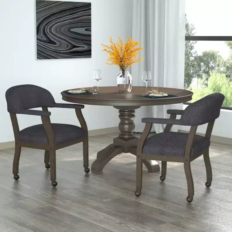 Boss Office Products Modern Captain's Chair with Casters Slate Gray: Upholstered Desk Chair with Nailhead Trim, Fixed Arms