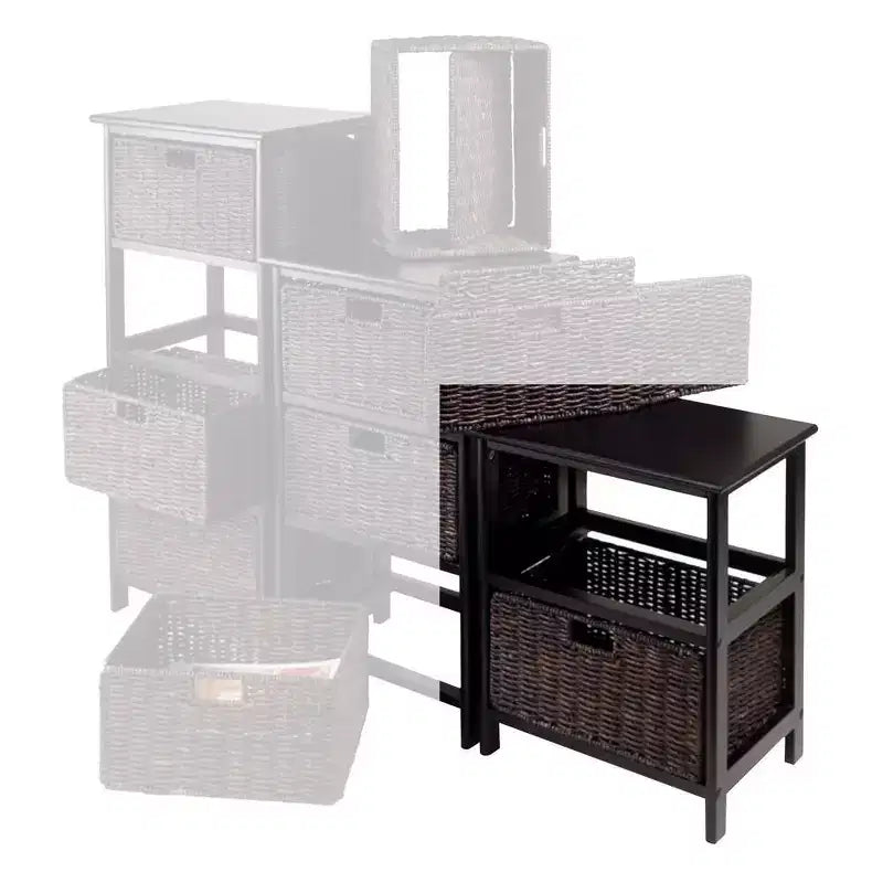 Étagère de rangement Omaha de 51,6 cm avec paniers pliables en écorce de maïs – Winsome