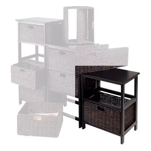 20.31" Omaha Storage Rack with Foldable Corn Husk Baskets - Winsome