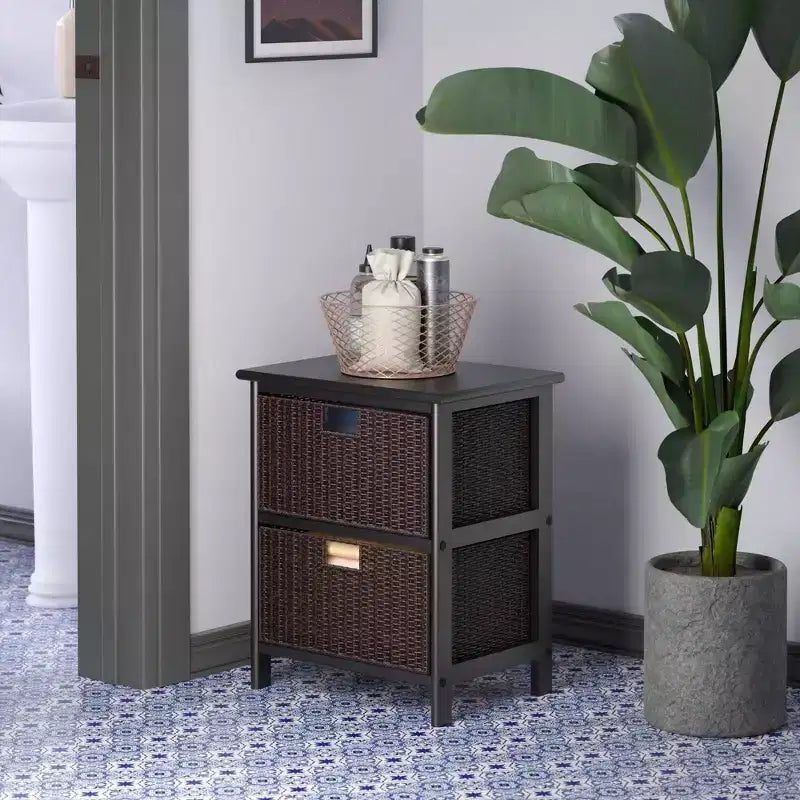 Étagère de rangement Omaha de 51,6 cm avec paniers pliables en écorce de maïs – Winsome