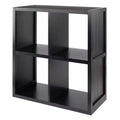 27" Timothy Shelf 2X2 Slots Black - Winsome: Modern Bookcase, Fixed Shelves, Wood Composite