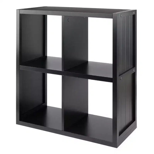 27" Timothy Shelf 2X2 Slots Black - Winsome: Modern Bookcase, Fixed Shelves, Wood Composite