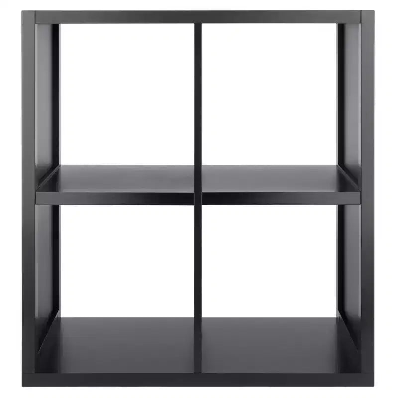 27" Timothy Shelf 2X2 Slots Black - Winsome: Modern Bookcase, Fixed Shelves, Wood Composite