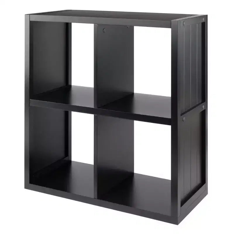 27" Timothy Shelf 2X2 Slots Black - Winsome: Modern Bookcase, Fixed Shelves, Wood Composite
