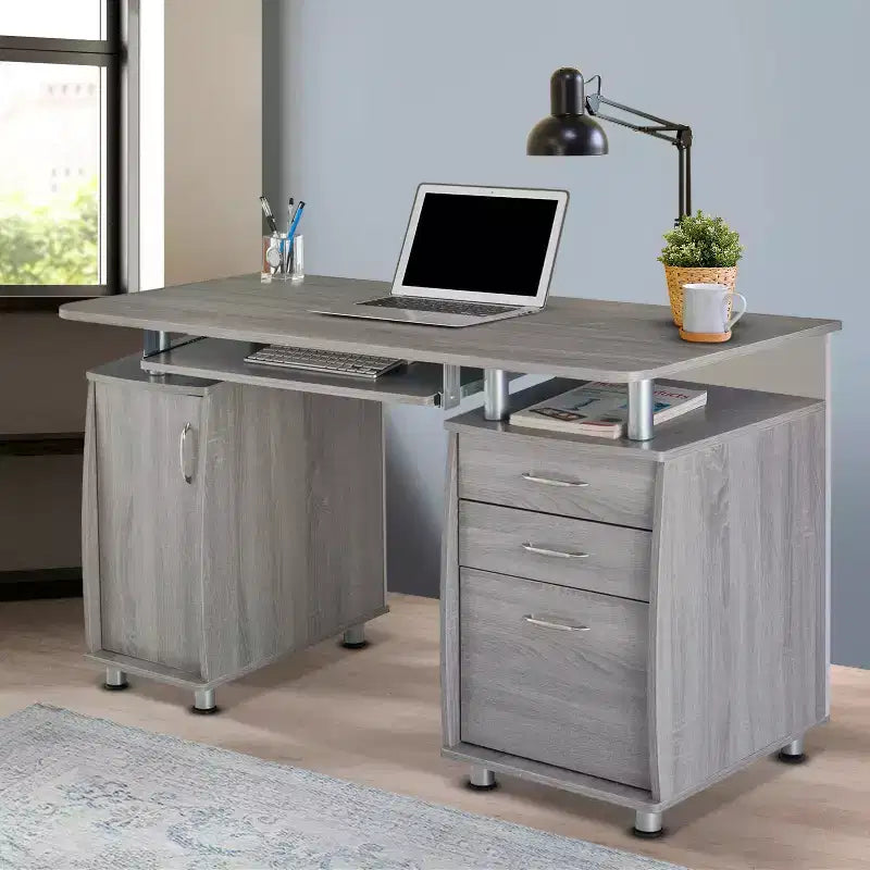 Bureau d'ordinateur complet avec rangement et tablette pour clavier - Techni Mobili
