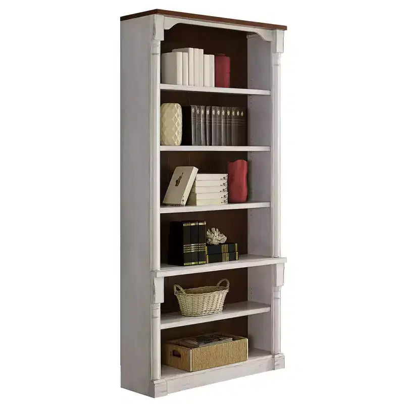 94" Durham Open Bookcase White - Martin Furniture: Cottage Style, 6 Shelves, No Assembly Required