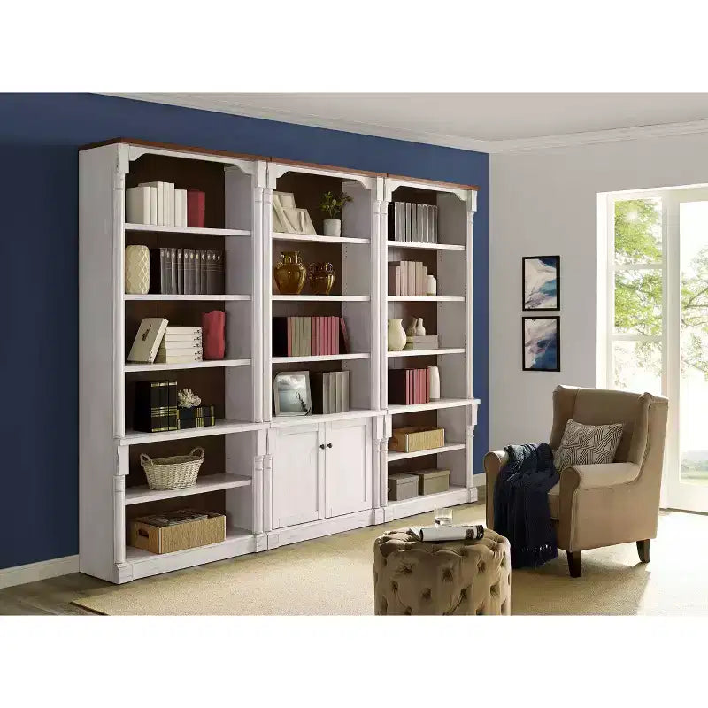 94" Durham Open Bookcase White - Martin Furniture: Cottage Style, 6 Shelves, No Assembly Required