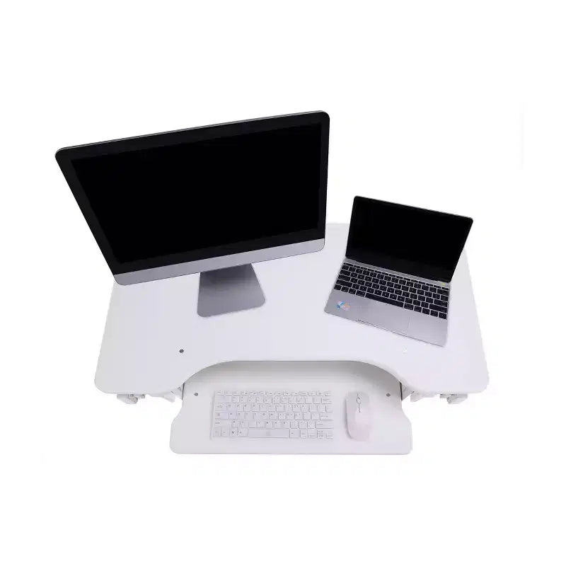 Ergonomic Height Adjustable Sit to Stand Desk Computer Riser, White: Rocelco Portable Laptop Stand with Keyboard Tray