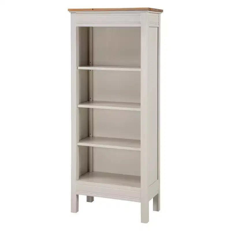 60" Savannah Tall Bookshelf Ivory with Natural Wood Top - Alaterre Furniture