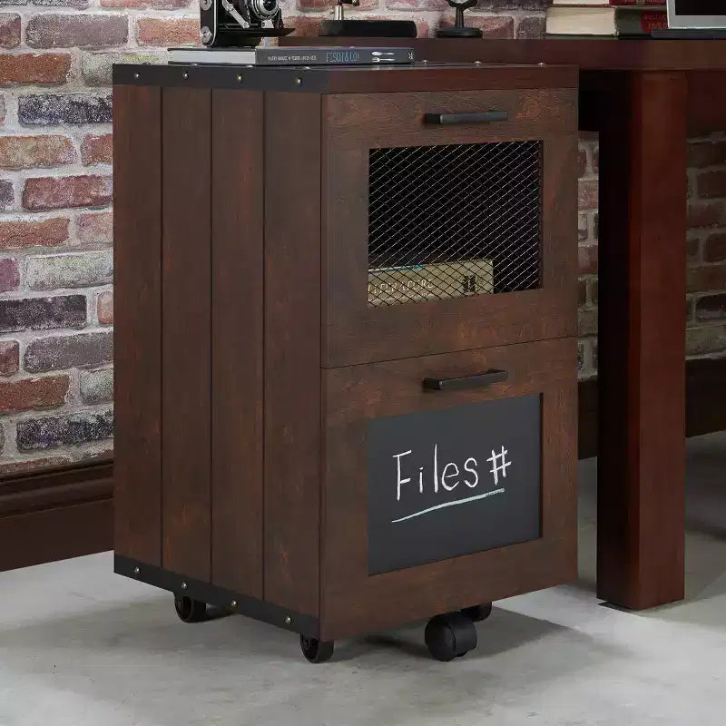 24/7 Shop At Home Jarama Rustic 2 Drawer Filing Cabinet Walnut: Farmhouse Style, MDF & Particle Board, Metal Hardware