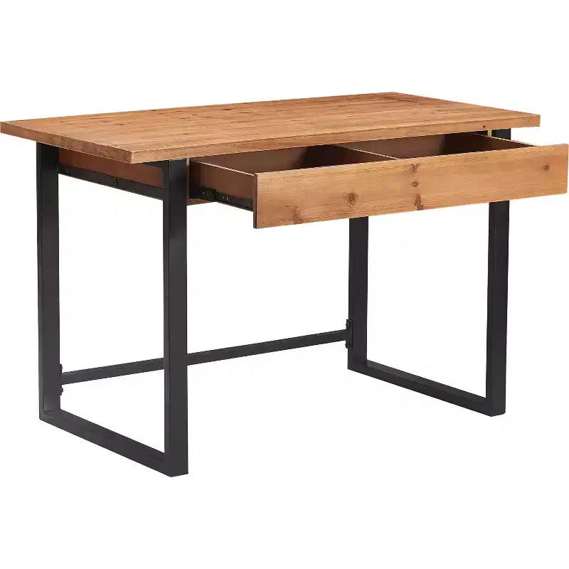 Leighton Writing Desk Wood and Black Metal - Serta