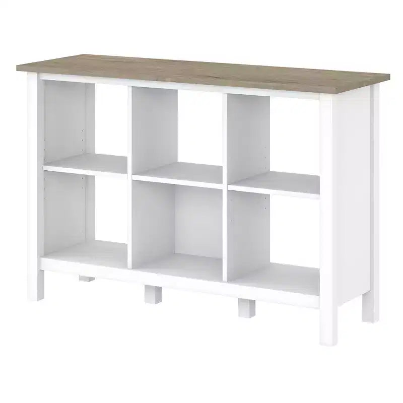 30" 6 Cube Mayfield Bookshelf Shiplap Gray/Pure White - Bush Furniture: Modern Farmhouse Organizer, MDF Laminate