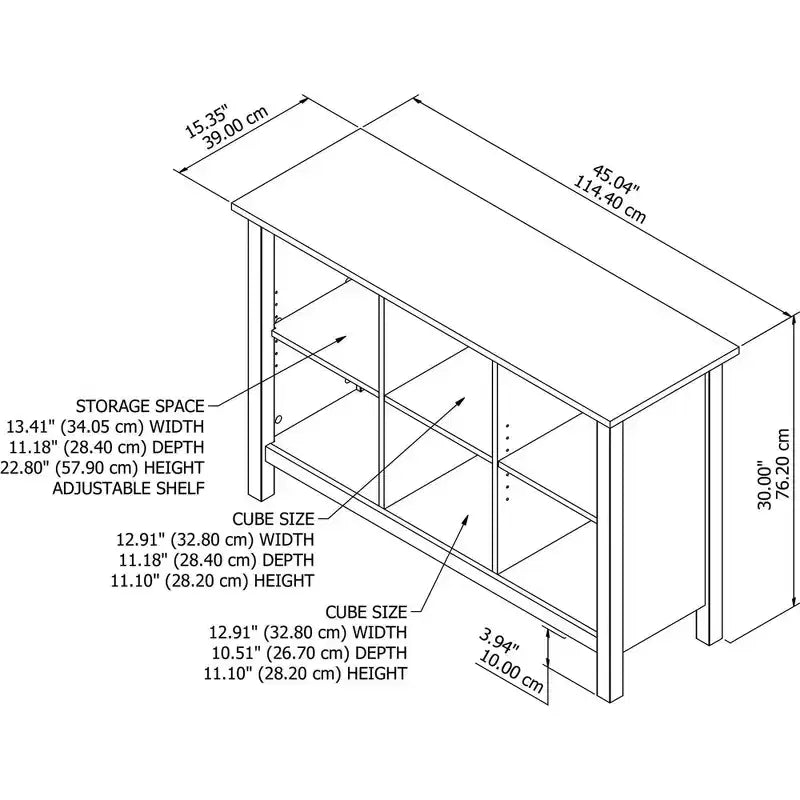 30" 6 Cube Mayfield Bookshelf Shiplap Gray/Pure White - Bush Furniture: Modern Farmhouse Organizer, MDF Laminate