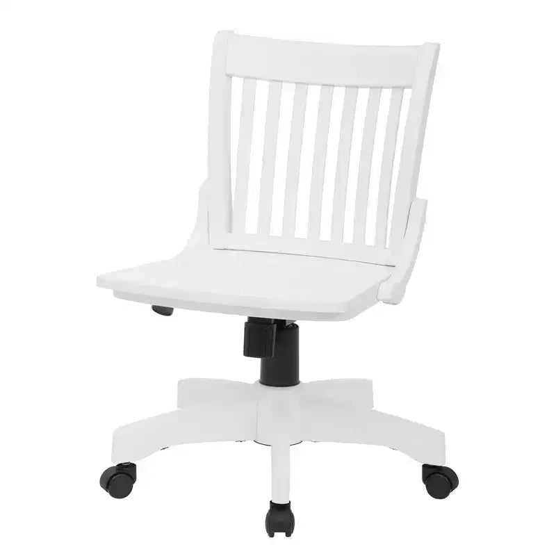 Chaise de banquier en bois de luxe sans accoudoirs blanche avec roulettes - OSP Home Furnishings : Réglable, Non capitonnée, Style traditionnel