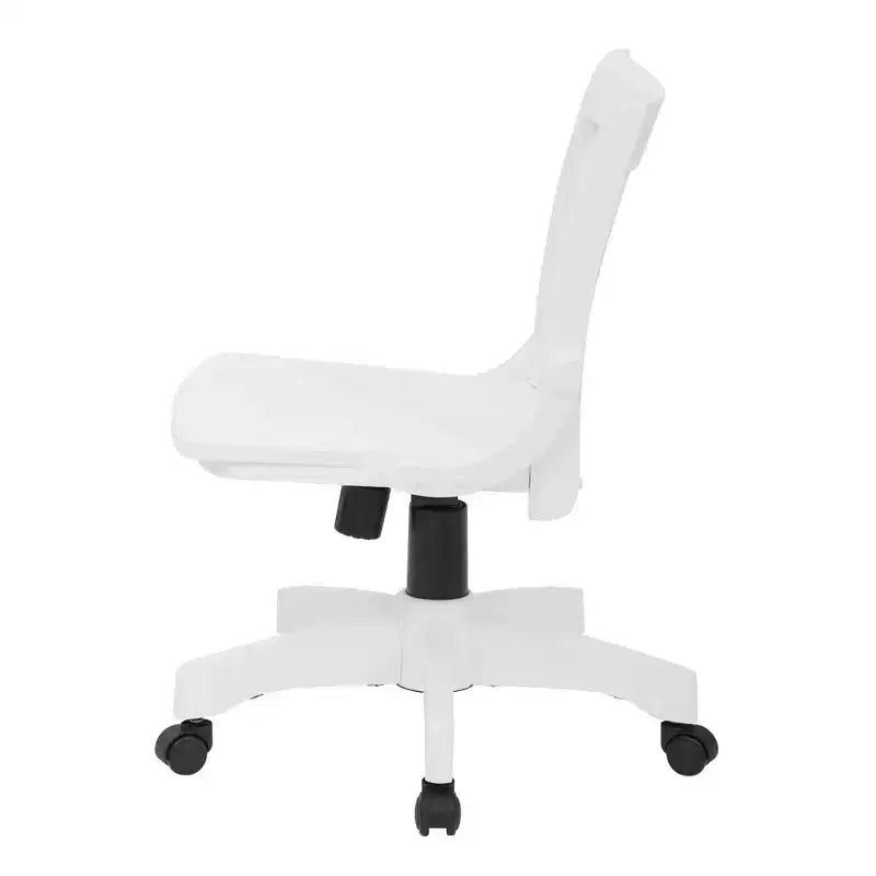 Chaise de banquier en bois de luxe sans accoudoirs blanche avec roulettes - OSP Home Furnishings : Réglable, Non capitonnée, Style traditionnel