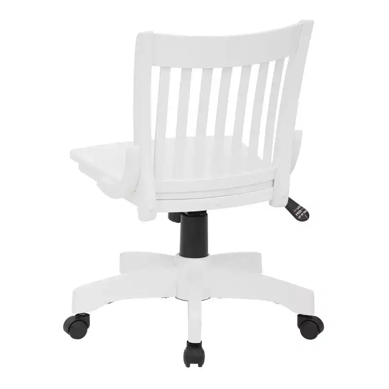 Chaise de banquier en bois de luxe sans accoudoirs blanche avec roulettes - OSP Home Furnishings : Réglable, Non capitonnée, Style traditionnel