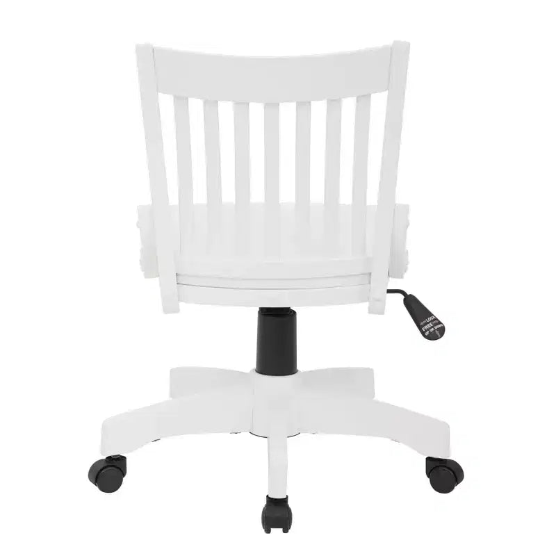 Chaise de banquier en bois de luxe sans accoudoirs blanche avec roulettes - OSP Home Furnishings : Réglable, Non capitonnée, Style traditionnel