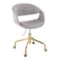 LumiSource Curvo Upholstered 4-Stars Task Chair Gold/Gray Fabric
