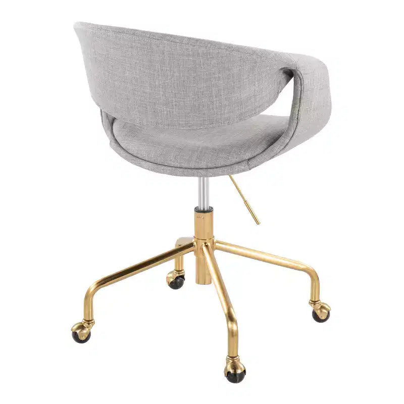 LumiSource Curvo Upholstered 4-Stars Task Chair Gold/Gray Fabric
