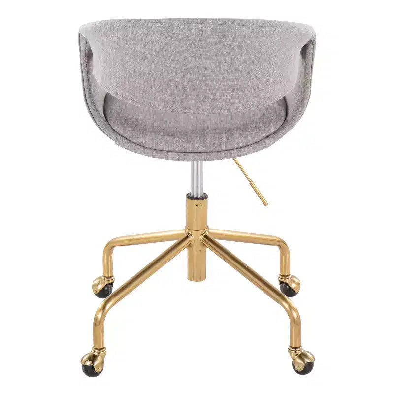 LumiSource Curvo Upholstered 4-Stars Task Chair Gold/Gray Fabric