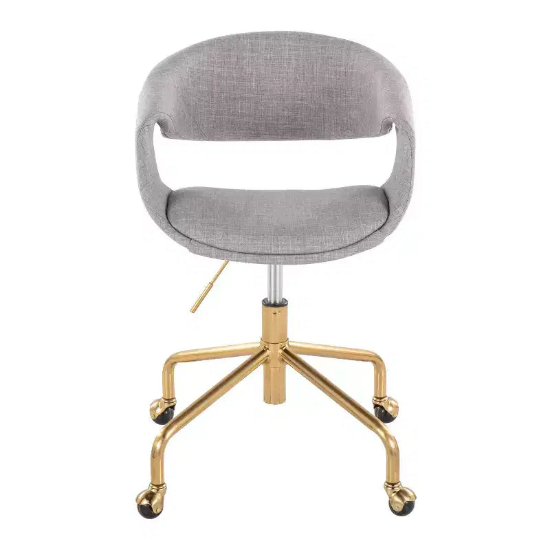 LumiSource Curvo Upholstered 4-Stars Task Chair Gold/Gray Fabric