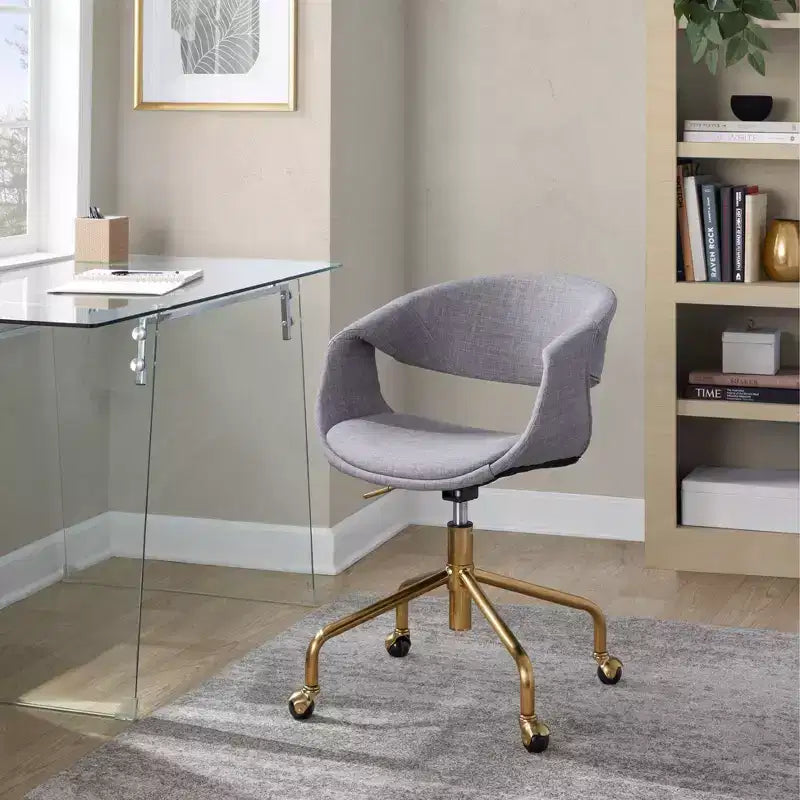 LumiSource Curvo Upholstered 4-Stars Task Chair Gold/Gray Fabric