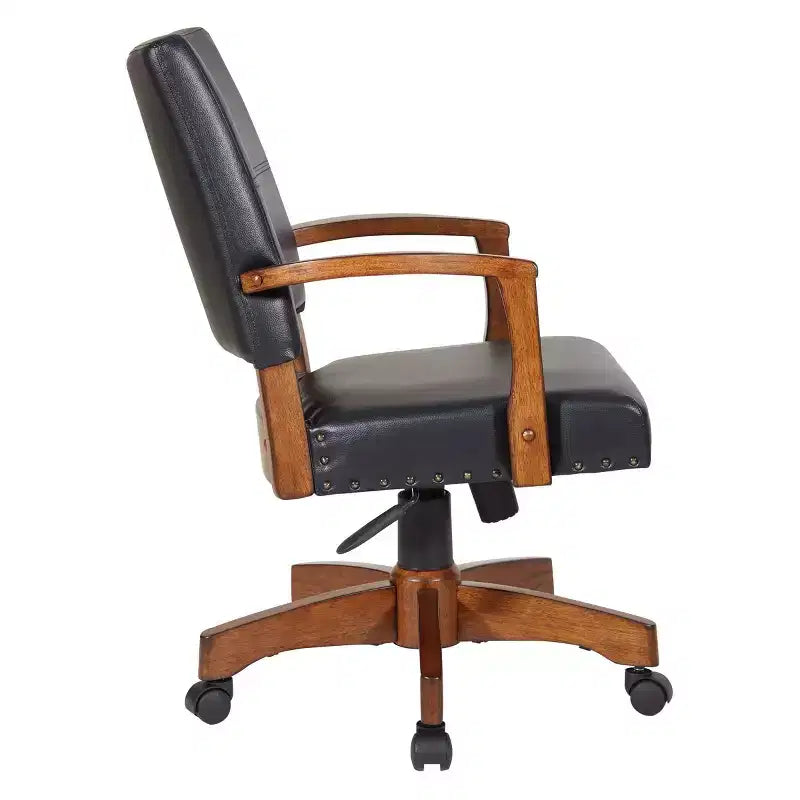 Wood Bankers Chair Black - OSP Home Furnishings: Swivel Desk Chair with Padded Seat & Adjustable Height