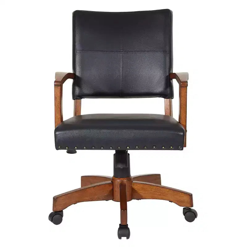 Wood Bankers Chair Black - OSP Home Furnishings: Swivel Desk Chair with Padded Seat & Adjustable Height