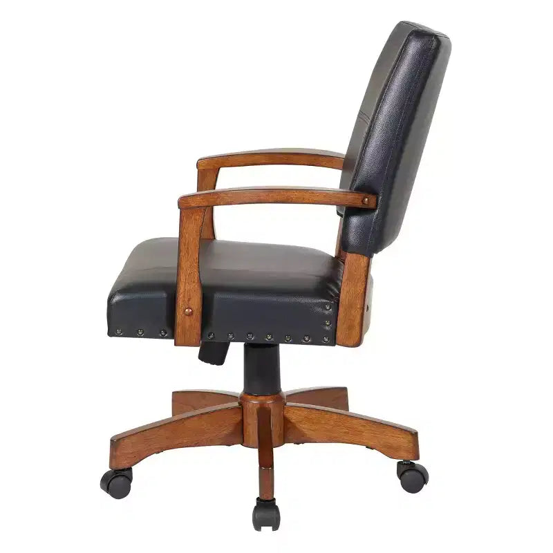 Wood Bankers Chair Black - OSP Home Furnishings: Swivel Desk Chair with Padded Seat & Adjustable Height