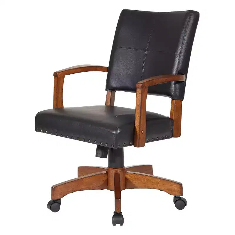 Wood Bankers Chair Black - OSP Home Furnishings: Swivel Desk Chair with Padded Seat & Adjustable Height