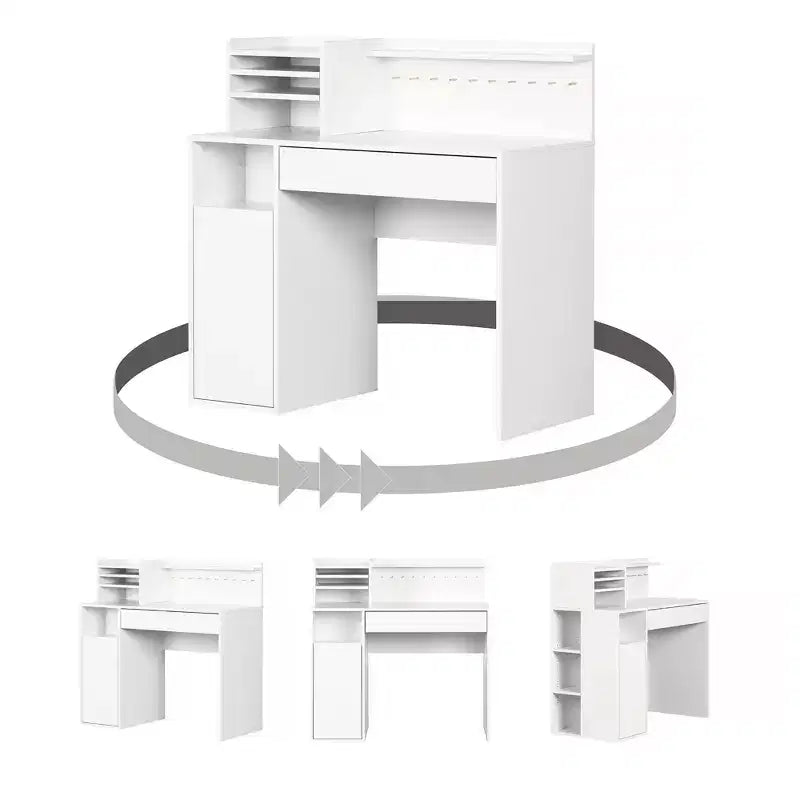 Crea Craft Table Wth Hutch Pure White - South Shore
