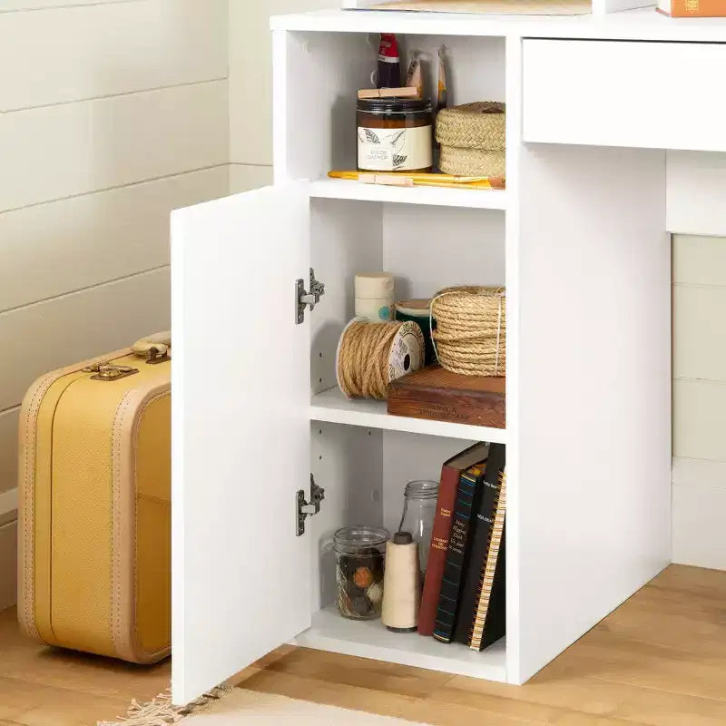 Crea Craft Table Wth Hutch Pure White - South Shore