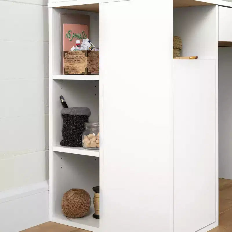 Crea Craft Table Wth Hutch Pure White - South Shore